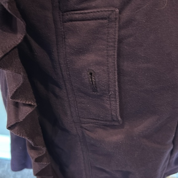 Kut from the Kloth Purple Ruffle Peacoat Trench Jacket Women's size Medium - Picture 6 of 8